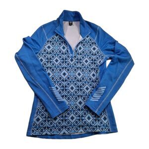 Helly Hansen 1/4 Zip Womens Sz S Blue Merino LIFA Base Layer Warm Ski Snow Therm